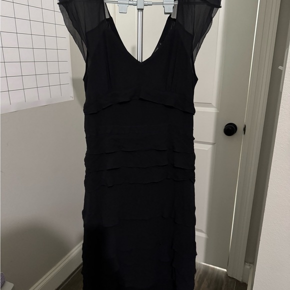 Adrienne Vittadini Black 100% Silk Ruched Sheath Midi Dress Adrienne Vittadini Black 100% Silk Ruched Sheath Midi Dress